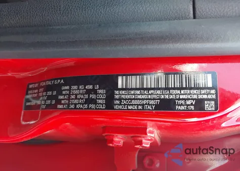 2017 Jeep Renegade Latitude 4X4 из США, поврежденный, VIN ZACCJBBB5HPF98077